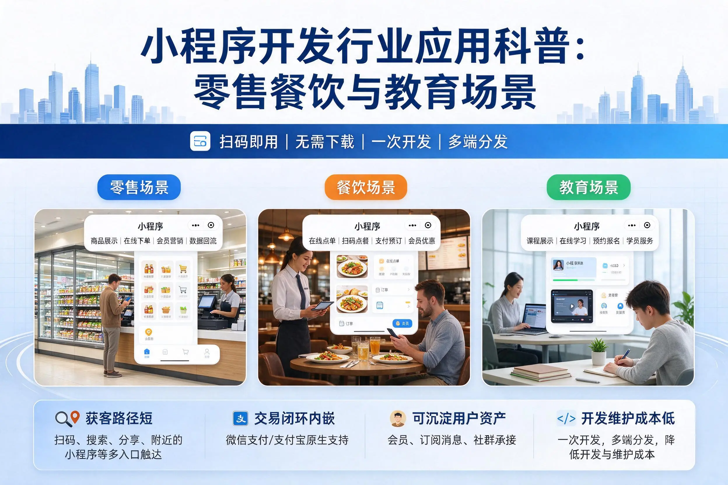 陕西小程序开发行业应用科普:零售餐饮与教育场景