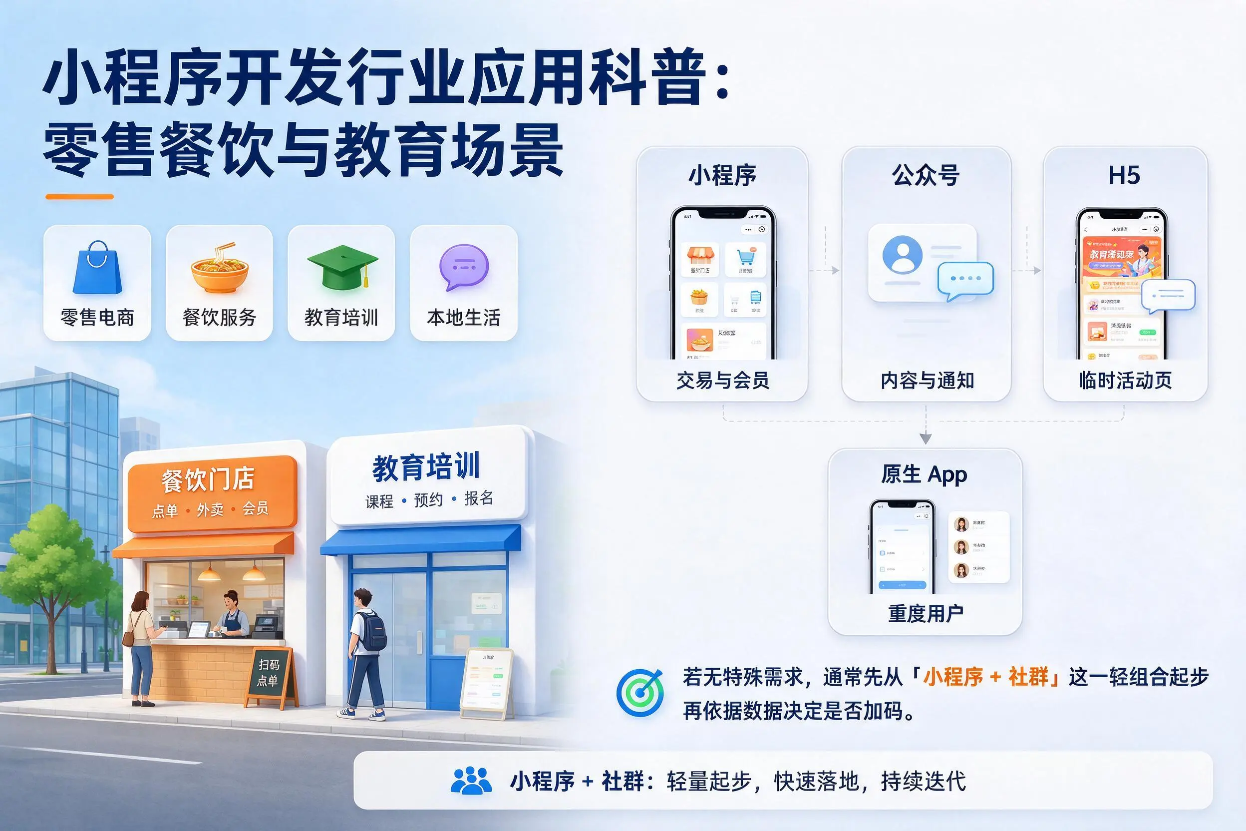 陕西小程序开发行业应用科普:零售餐饮与教育场景