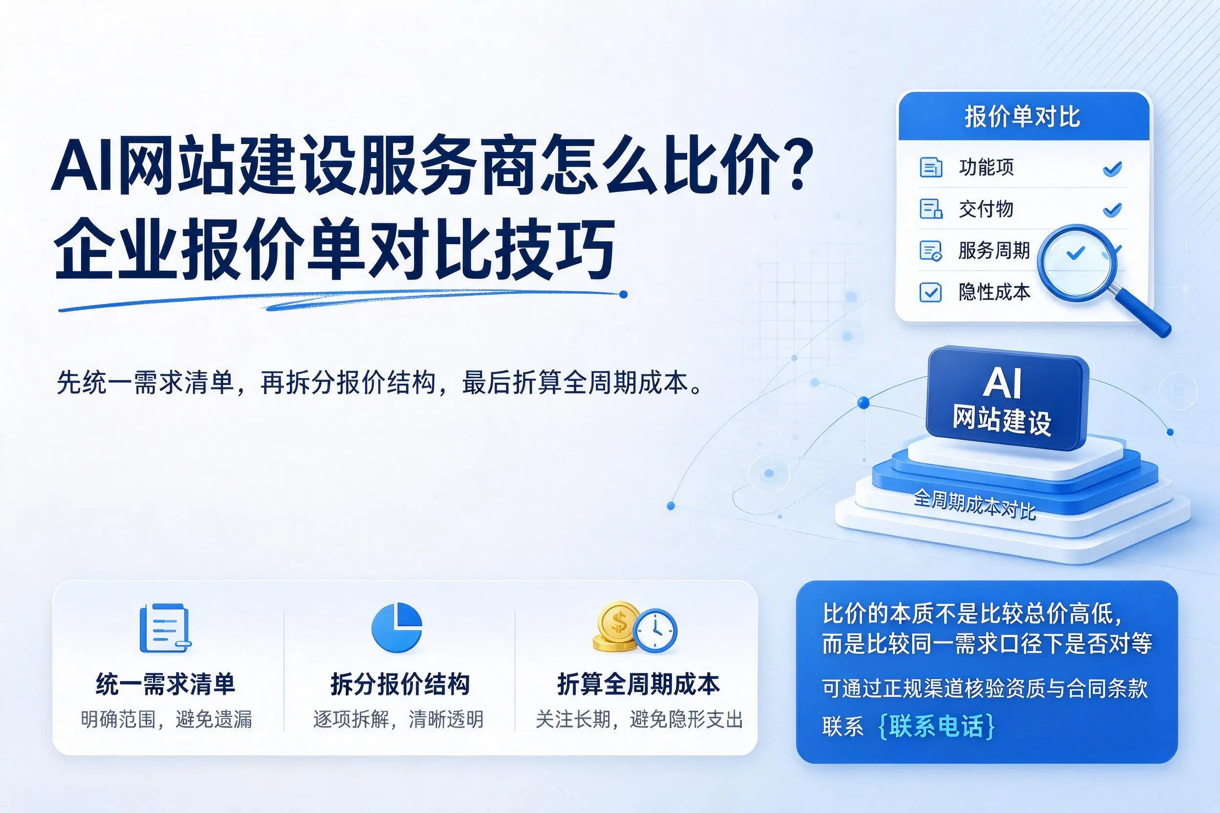 AI网站建设服务商怎么比价?陕西企业报价单对比技巧