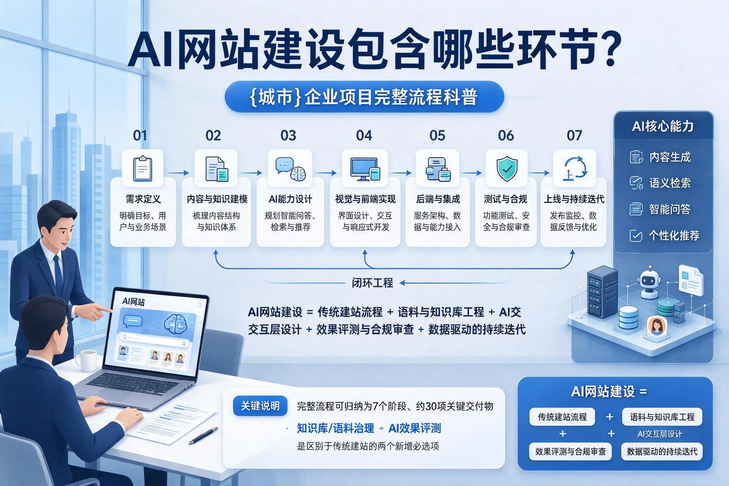 AI网站建设包含哪些环节？陕西企业项目完整流程科普