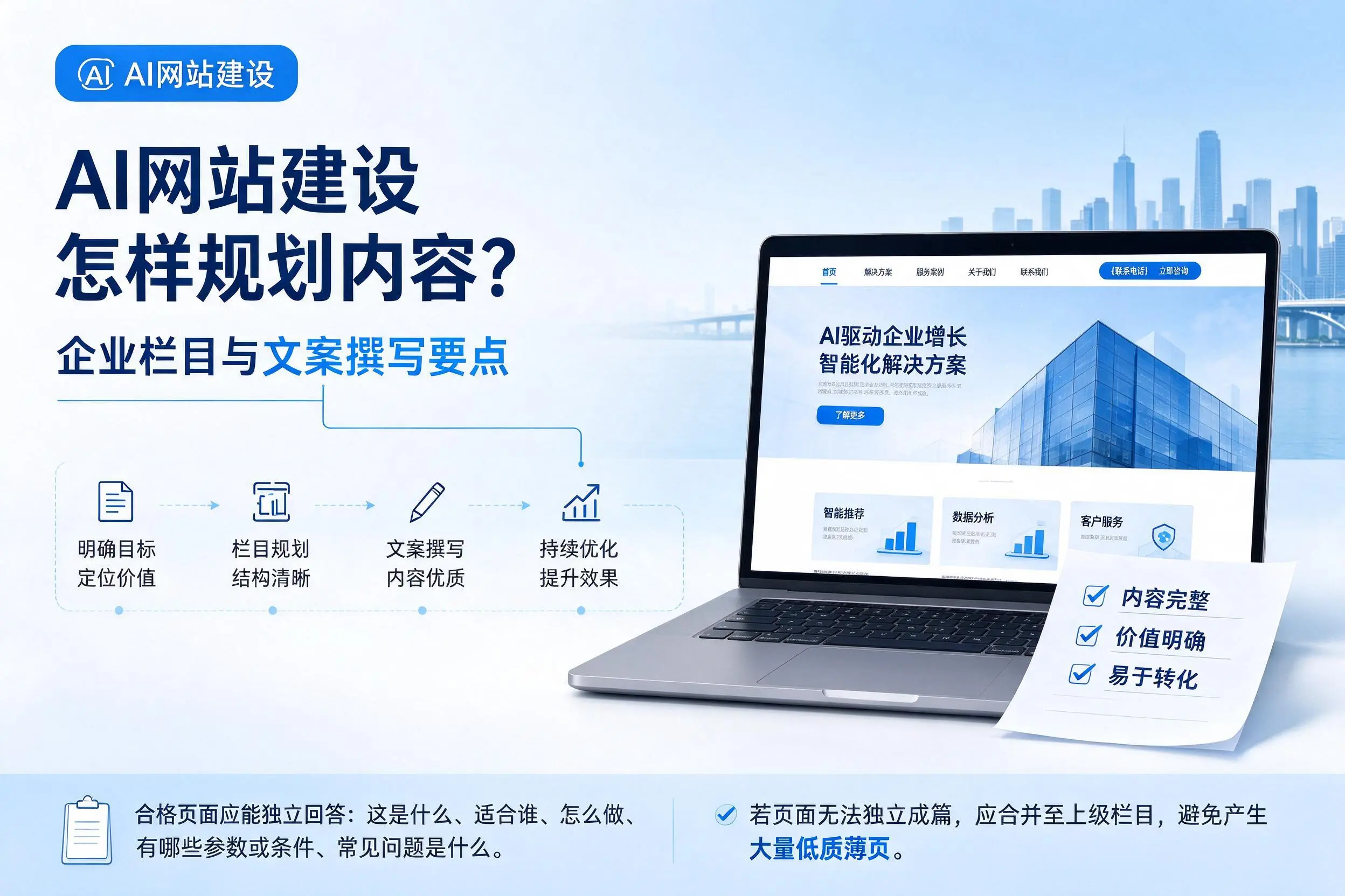 AI网站建设怎样规划内容？陕西企业栏目与文案撰写要点