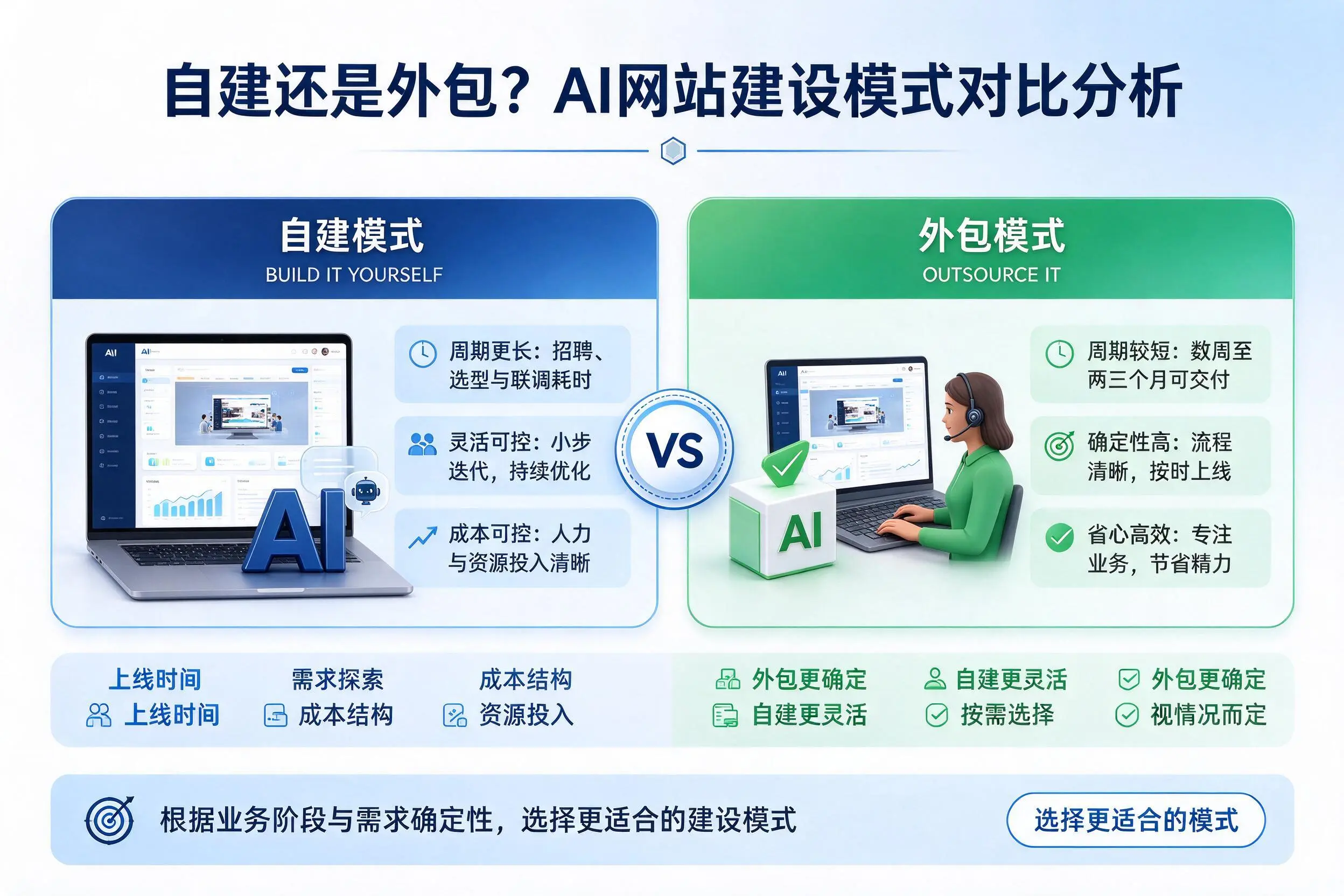 自建还是外包?陕西AI网站建设模式对比分析